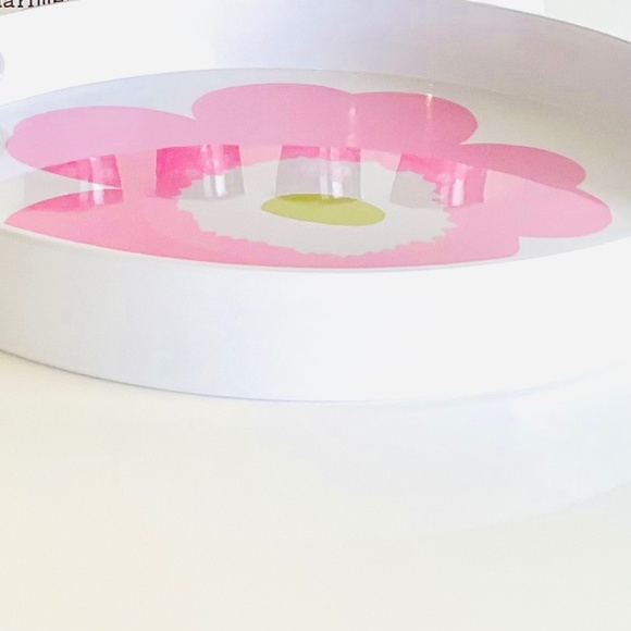 Marimekko Unikko Large Pink and White Serving Tray and matching Cup Set NWT - Picture 3 of 16